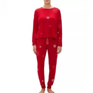 NWT Gap, GapBody Red Snowflake 2-Pc Long-Sleeve Pajamas Set Size Medium